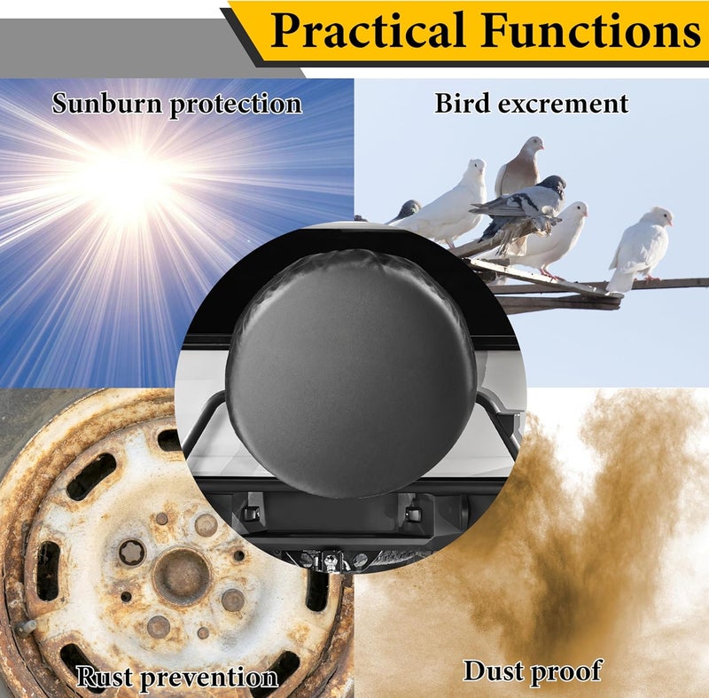 BFXM Spare Tire Cover, Waterproof PVC Thickening Leather Tire Wheel Covers, Tough Tire Wheel Protector, Universal Fit for Jeep, Trailer, RV, SUV, Truck, (Fits Entire Tire Diameters 27.6-29.5 Inch) - Image 5
